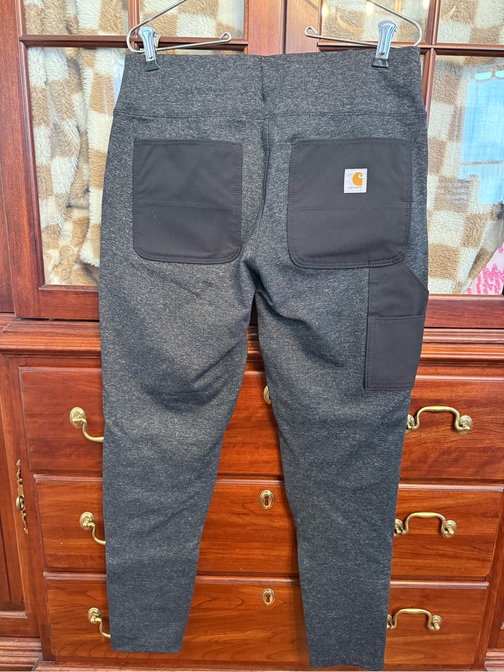 Carhartt Women’s Charcoal Gray Cargo Work Pants with Reinforced knees